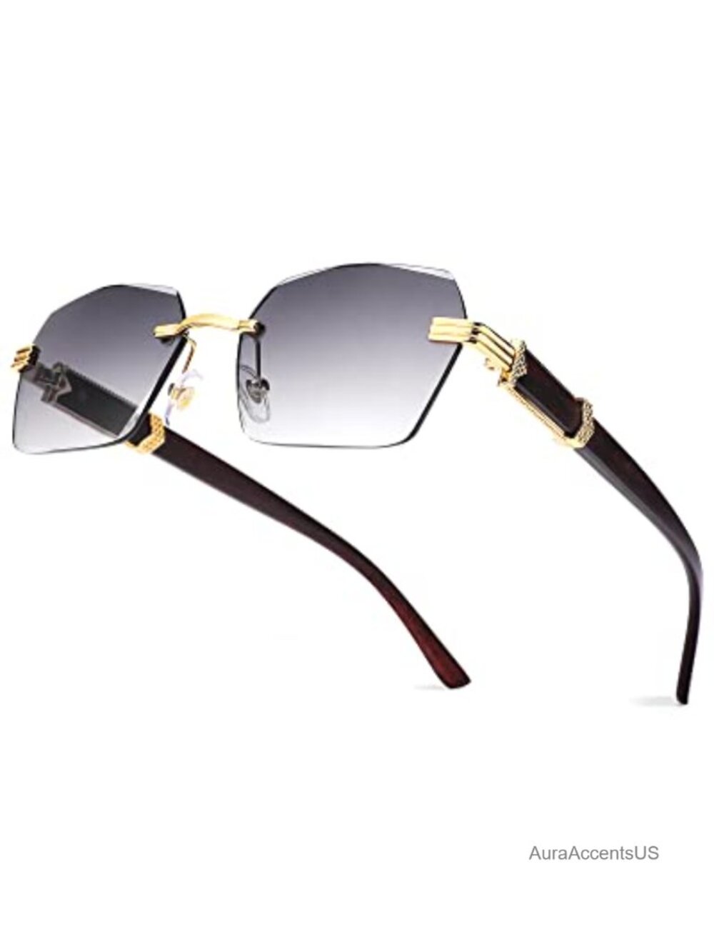 Rimless Rectangle Sunglasses UV400 Retro Y2K Fashion Eyewear